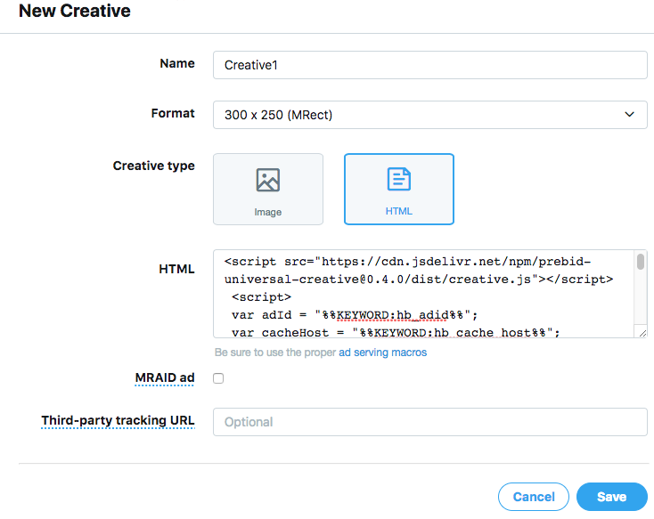 Example MoPub Creative MoPub Creative Setup